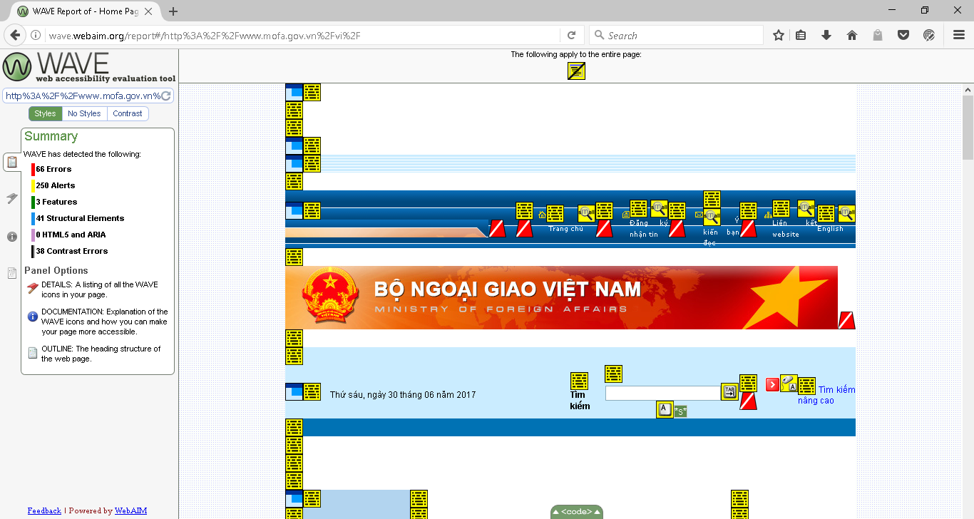 Kiểm tra lỗi tiếp cận trang web của bộ ngoại giao Việt Nam