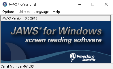 Jaws 18.0 Professional main window.