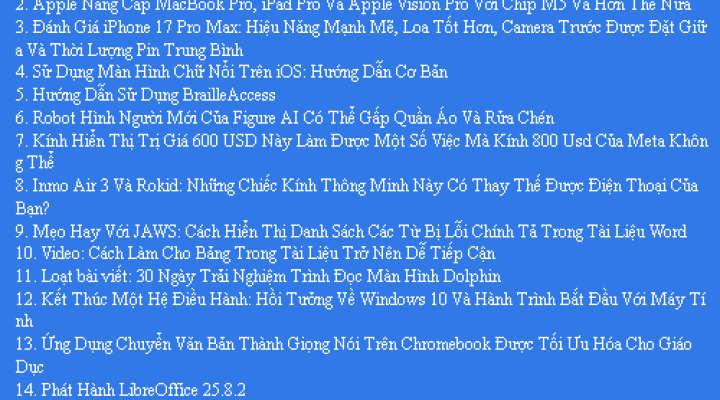 Bản Tin Công Nghệ Trợ Giúp Ngày 18/10/2025