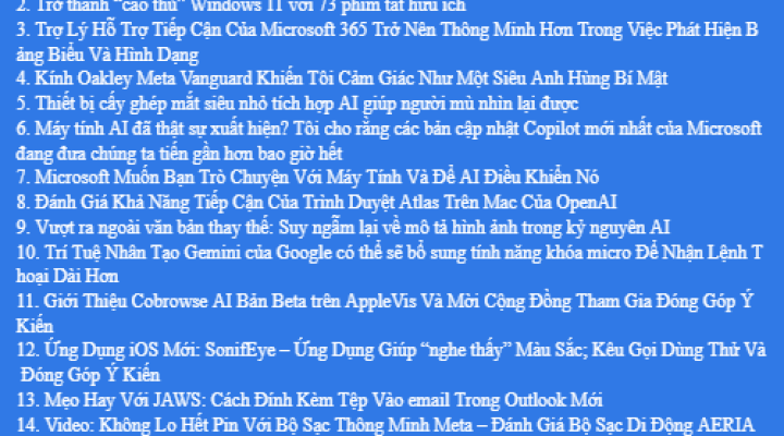 Bản Tin Công Nghệ Trợ Giúp Ngày 25/10/2025