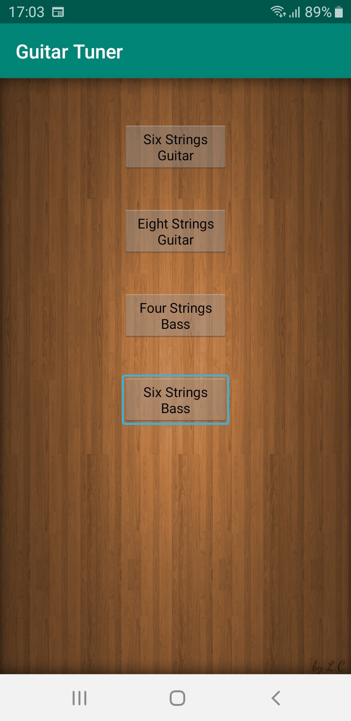 screenshot of window to choose guitar types to be tuned