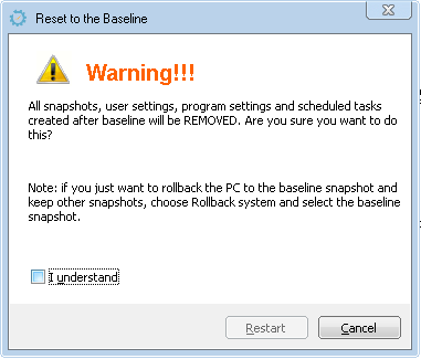 Restore Windows status on Rollback