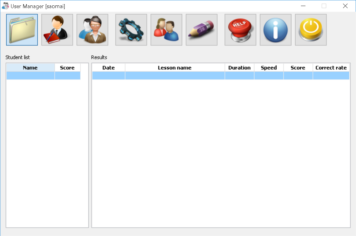 Screenshot of the user manager window